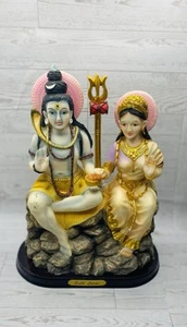 Hindu Götter Shiva Parvati mit Trishul - Subh Laxmi 12" Resin Figur *beschädigt - Bild 1 von 24