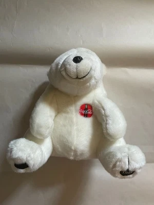 Coca Cola Bär 1995 12 Zoll Plüschtier Stofftier weiß polar Vintage - Bild 1 von 4
