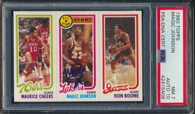 1980 TOPPS BASKETBALL MAGIC JOHNSON RC PSA 7 NM/AUTO 10 GEM MINT HOF ROOKIE - Image 1 of 2