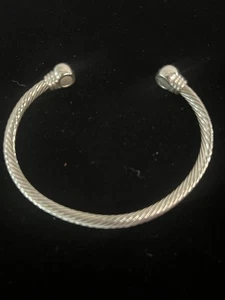 Silver Tone Cable Cuff Bracelet with Magnet Ends - Picture 1 of 14