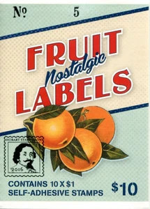 2016 Fruit Labels - Stamp booklet Barcode 533953 Hobart Stampshow Overprint - Picture 1 of 3