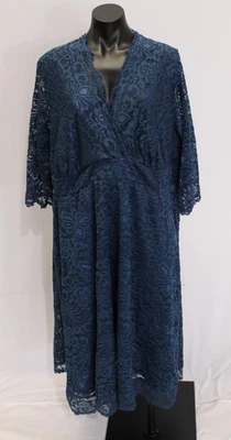 Vestido de cóctel Kiyonna Plus Mademoiselle de encaje para mujer LB3 azul marino talla 3X Foto 1 de 4