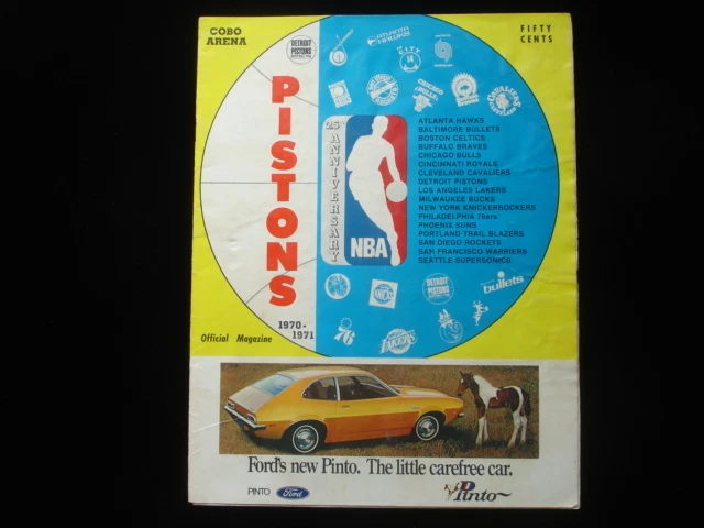 November 11, 1970 Detroit Pistons vs. Los Angeles Lakers Program G-VG - Image 1 of 1