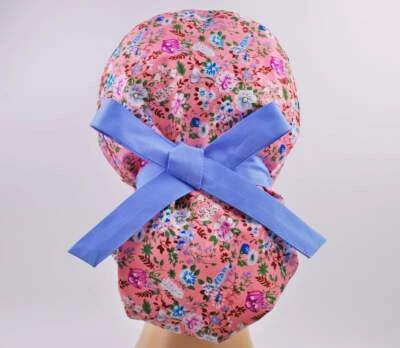 Scrub hats, nurse scrub cap, womens surgical hat, ponytail scrub cap flowers - Image 1 of 3