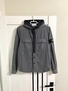 Stone Island Over Shirt Hooded Botton Jacket Cotton Nylon Size S Gray - Picture 1 of 24