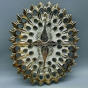 Art Deco Silverplated Zinc PEACOCK TRIVET Godinger, Expandable with Original Box - Picture 1 of 7