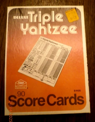 Vintage Triple Yahtzee Score Cards E4100 MB 2 Pads 90+ cards Orig Box 8yrs Up - Image 1 of 4