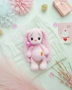Hecho a mano amigurumi conejito de Pascua peluche compañero para dormir muñeca tejido ganchillo juguete - Imagen 1 de 3