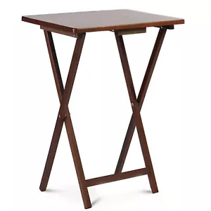 Folding TV Tray Tables w/ Compact Storage Rack, Honey Oak, 2 Piece Set(Open Box) - Picture 1 of 10