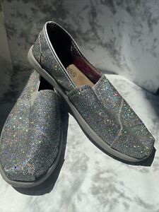 Bobs By Skechers Earth Pap Gun Metal Womens Size 9 Slip On Sparkle Loafers Shoes