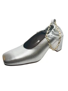Zapatos de salón de cuero Alohas para mujer EUR 36 US 6 Agent tobillera plata brillante España chic - Imagen 1 de 14