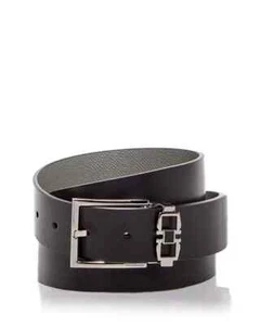 Salvatore Ferragamo Gancini Buckle Reversible BLack/GRAY Leather Belt 90cm/36'' - Picture 1 of 21