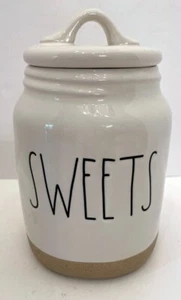 Rae Dunn By Magenta Artisan Collection SWEETS Glazed Ceramic Covered Jar 2 Piece - Picture 1 of 12