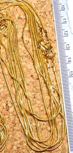 16" 14KGP Yellow Gold 1.5mm Snake Necklace Chain Strong Lobster Clasp USA New - Picture 1 of 8