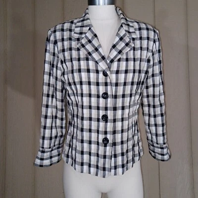 Blazer Dressbarn Mujer Mediano Beige Negro Chaqueta Carrera Elegante Elegante Ajustado Foto 1 de 4