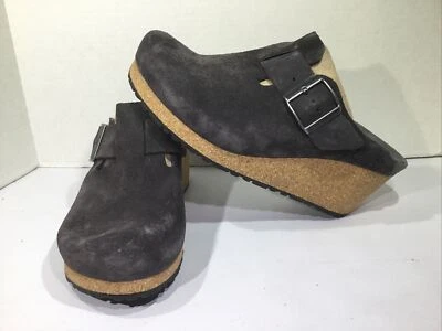 Tamancos femininos Papillio tamanho 7 UE 38 estreitos de camurça antracite Y23-1517 - Imagem 1 de 4