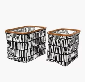 Household Essentials Set of 2 Bamboo Rimmed Krush Baskets Black/White - Picture 1 of 7
