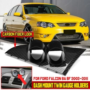 Carbon Style Double Gauge Pod Dash Mount Holder For Ford Falcon BA BF 02-11 52mm - Picture 1 of 11