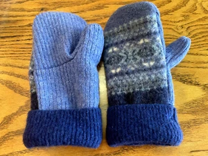 KIDS UPCYCLED WOOL SWEATER MITTENS HANDMADE - Picture 1 of 1