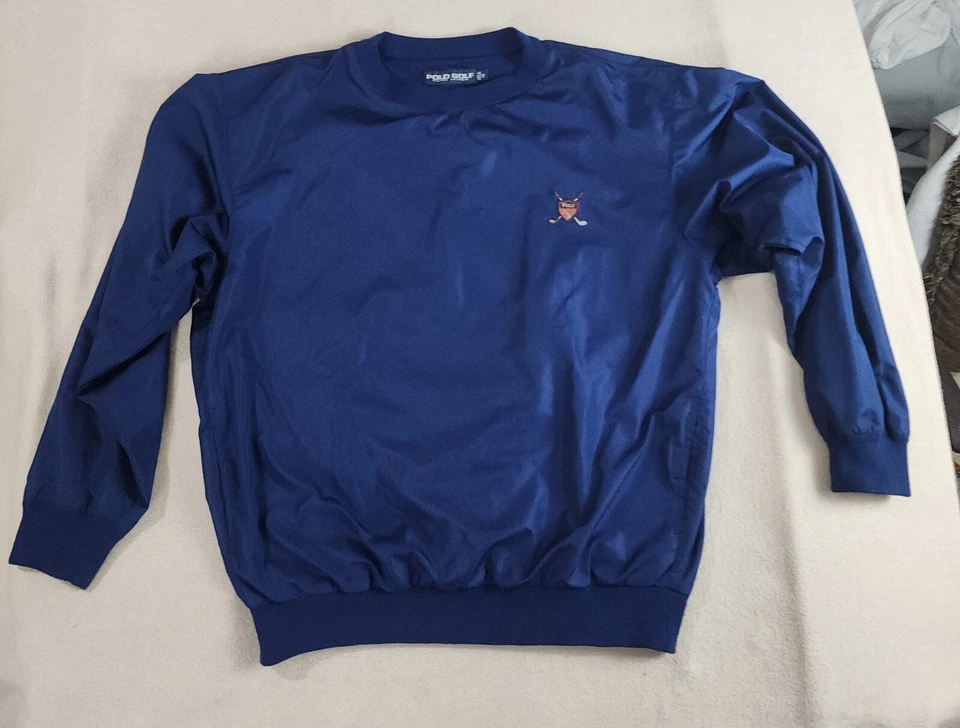 Vintage Ralph Lauren Polo Golf  Sweater Windbreaker Men M Navy Blue Mesh 90s - Image 1 of 4