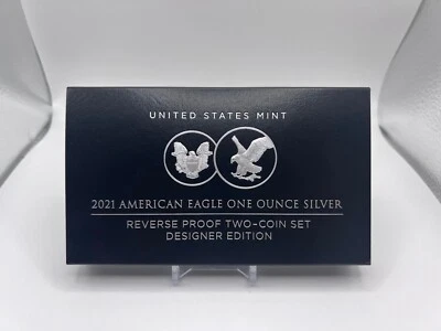 US Mint 2021 American Eagle One Ounce Silver Reverse Proof 2-Coin Set (21XJ) - Image 1 of 4