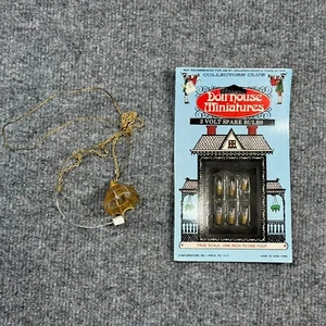 Dolls House Plug Hanging Clear / Gold Ceiling Lamp Miniature Lighting + 3V Bulbs - Picture 1 of 5