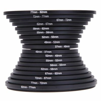 18Pc 37- 82mm Step Up Down DSLR Camera Lens Filter Adapter Ring Mount Basket Set - Image 1 of 4