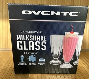 Ovente vecchio stile vintage milkshake vetro spesso ampia base robusta lotto di 4 - Foto 1 di 10