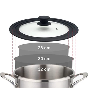 Universal Pan Pot Lid Tempered Glass with Silicone Rim Cover 28cm 30cm 32cm - Picture 1 of 8