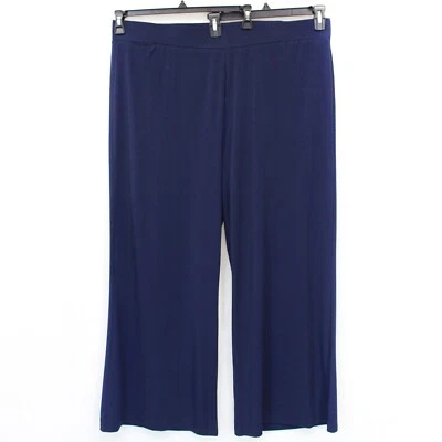 Susan Graver QVC Plus Blue Every Day Regular Liquid Knit Wide Leg Pants 1X - Image 1 of 4