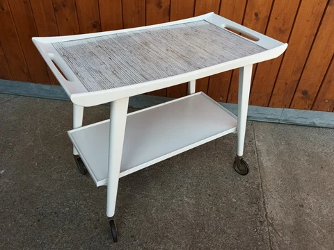 Serving Trolley Tea 60er Table Side White Danish BAR Mid Century 60s Cover