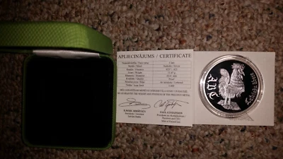 Letonia 2010 - El libro ABC de Letonia - Gallo - 1 lat - plata 1 oz Foto 1 de 2