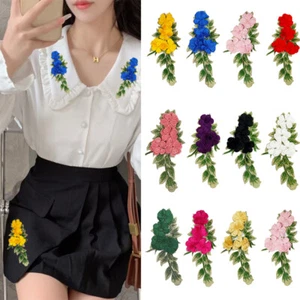 Toppa fiori rosa ferro cucito ricamato distintivo vestiti ricamo applique fai da te - Foto 1 di 24