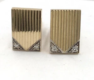 Vintage 14k Yellow Gold .12TCW SI Diamond Cufflinks - Picture 1 of 5