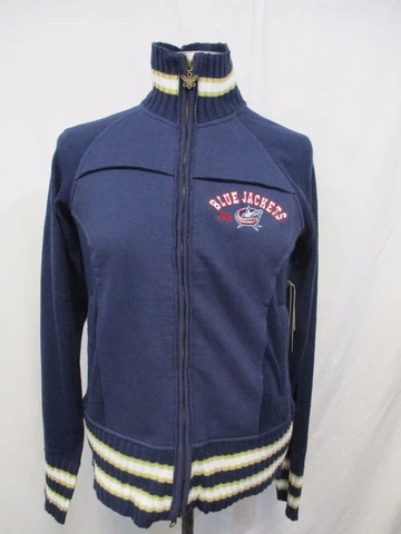 Columbus Blue Jackets Women XL Touch by Alyssa Milano Full Zip Cotton Sweater Cover