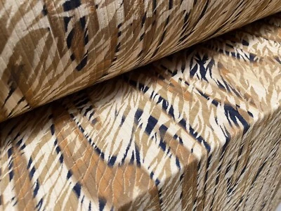 Stretch Spandex Rib Jersey Fabric, Per Metre - Stylised Zebra Print - Black Tan - Image 1 of 4