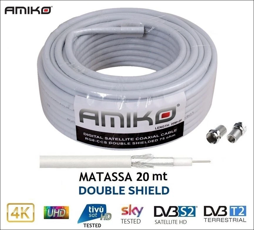 Matassa Cavo Filo Coassiale  Antenna Tv Satellitare e Digitale Terrestre 20m - Immagine 1 di 1