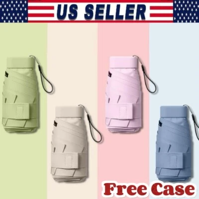 Paraguas de lluvia portátil de bolsillo compacto mini paraguas 6 pliegues parasol EE. UU. Foto 1 de 4