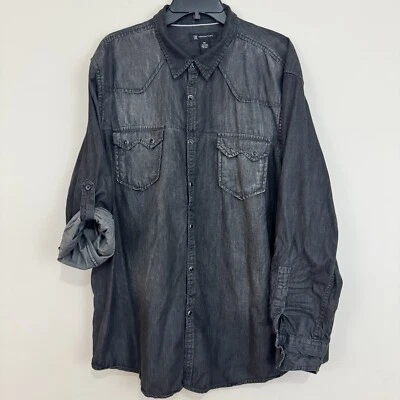 INC International Concepts  Black L/S Pearl Snap Western Cowboy Shirt Men's XXL - image 1 of 4