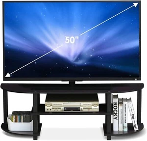 Wide Entertainment Center TV Stand Up To 50 Inch TV with Media Storage Shelf - Picture 1 of 6