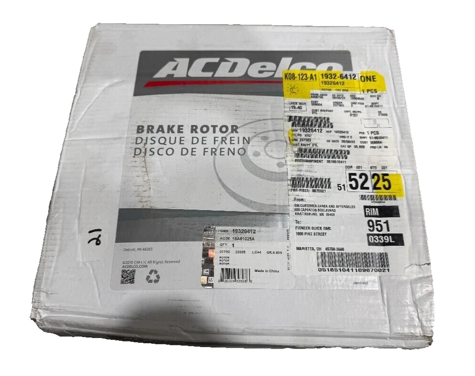 Rotor de freno de disco delantero Chevy Trax/Buick Encore 2013-2022 P/N 19326412 OEM nuevo Foto 1 de 4