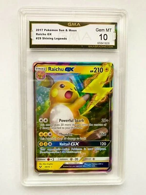 Raichu GX GMA 10 Pokemon Sun & Moon Shining Legends 2017 #29 GEM MINT PSA 10  - Image 1 of 2