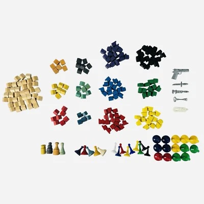 Lot of 200+ Vintage Wooden Plastic Metal Monopoly Clue Board Game Pieces - Image 1 of 4
