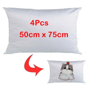 4Pcs 50x75cm Plain White Sublimation Blank Pillow Case for Heat Press Transfer - Picture 1 of 9
