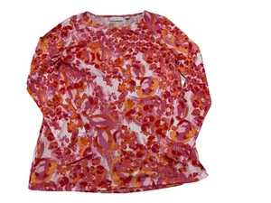Blusa para mujer Belle By Kim Gravel QVC roja rosa abstracta floral XS de gran tamaño - Imagen 1 de 7
