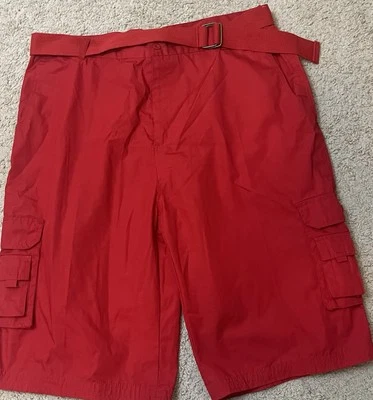 Red Ape Extra Long Cargo Shorts Men’s 42 Red Hip Hop Streetwear Foto 1 de 4