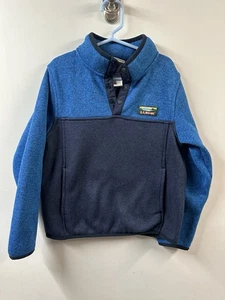 LL Bean Fleece 1/4 Snap Youth Sweatshirt Size Large 6x/7 Blue  Teal Colorblock - Picture 1 of 6