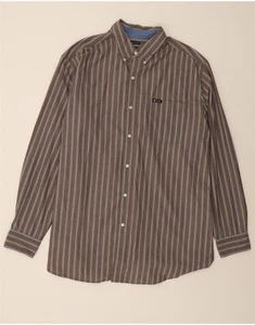CHAPS Mens Shirt 2XL Grey Striped Cotton DN03 - Picture 1 of 4