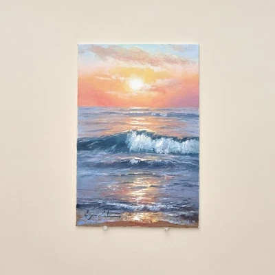 Pintura al óleo original de J. Litvinas 'Sea Sunset' 8 por 12 pulgadas Foto 1 de 4