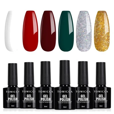 UV Gel Nagellack Weihnachten Set 6 Farben Glitzer DIY Geschenk festlich - Bild 1 von 4